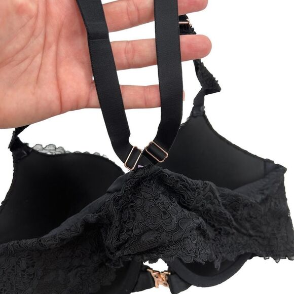 Savage X Fenty black Romantic Corded Lace Front-Closure Push Up Bra size 40DD - Picture 8 of 11